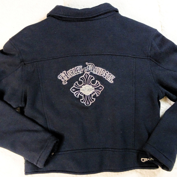 Harley Davidson Wool Blend Black Jacket X-Small - Picture 2 of 6